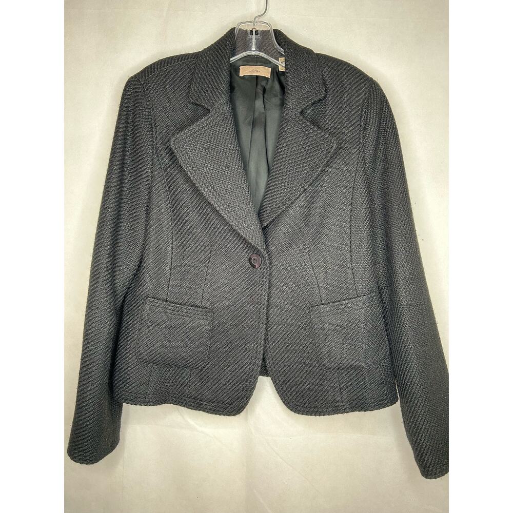 i.e. Blazer Jacket Women Lg Black Textured Lined Office Professional Preppy